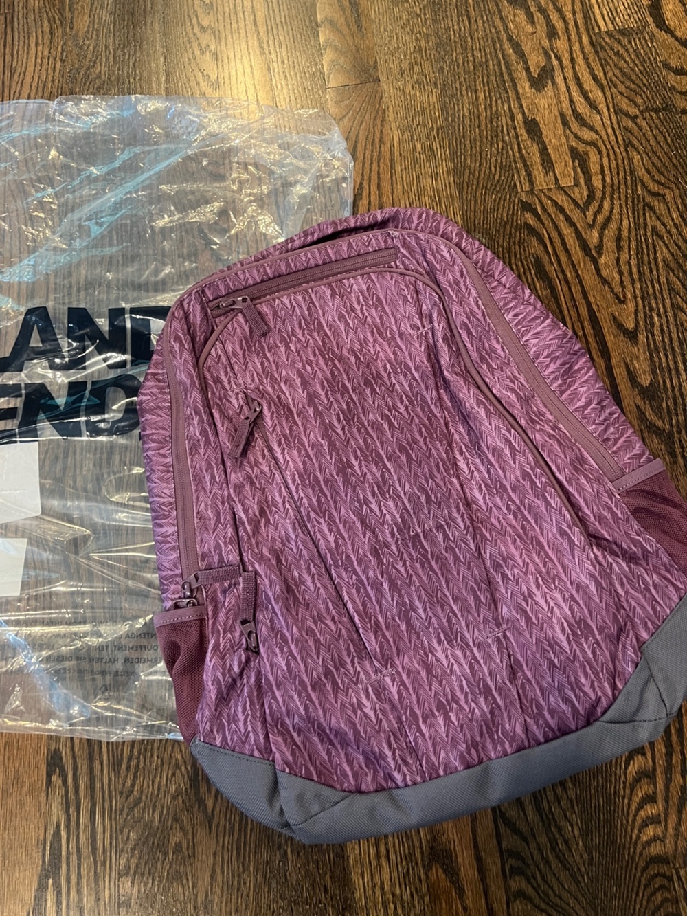 Lands End Kids TechPack XL Backpack in Mulberry Chevron